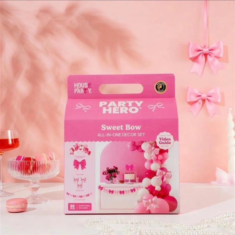 House of Party Sweet Bow‎ All-In-One Decor Set 86pc Pink Balloon Garland Banner